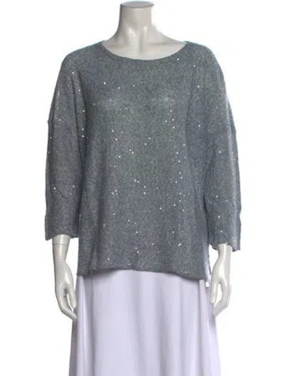 Pre-owned Amina Rubinacci Linen Patterned Sweater In Green
