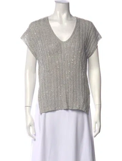 Pre-owned Amina Rubinacci Linen Patterned Sweater In Grey