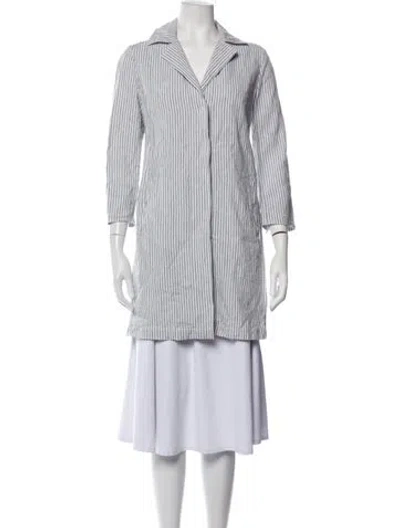 Pre-owned Amina Rubinacci Linen Striped Coat In Neutrals