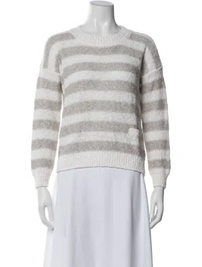 Pre-owned Amina Rubinacci Linen Striped Sweater In White