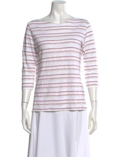 Pre-owned Amina Rubinacci Linen Striped Top In White