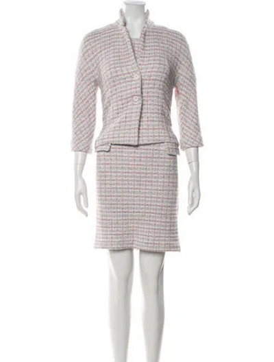 Pre-owned Amina Rubinacci Linen Tweed Pattern Dress Set In Neutrals