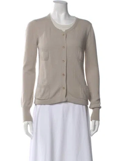 Pre-owned Amina Rubinacci Merino Wool Crew Neck Sweater In Neutral