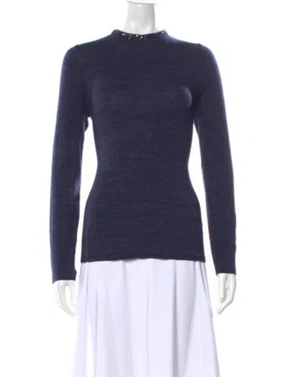 Pre-owned Amina Rubinacci Mock Neck Sweater In Blue