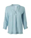 Amina Rubinacci Oasi Q Linen Blouse In Denim In Multi