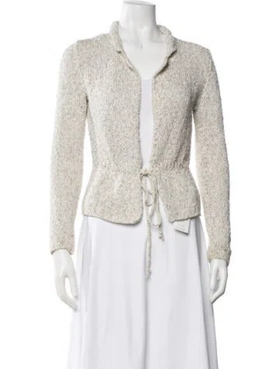 Pre-owned Amina Rubinacci Open Front Sweater In Neutrals/silver