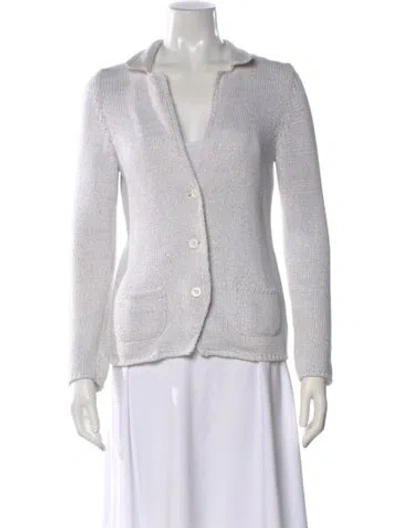 Pre-owned Amina Rubinacci Open Front Sweater In White