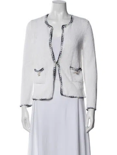 Pre-owned Amina Rubinacci Open Front Sweater In White