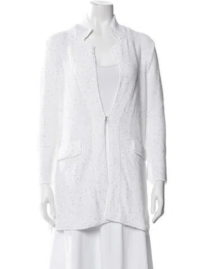 Pre-owned Amina Rubinacci Open Front Sweater In White