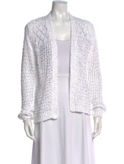 Pre-owned Amina Rubinacci Open Front Sweater In White