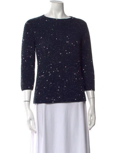 Pre-owned Amina Rubinacci Patterned Crew Neck Sweater In Blue