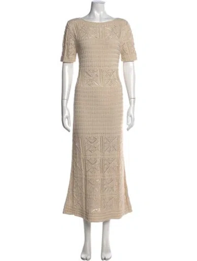 Pre-owned Amina Rubinacci Patterned Long Dress In Neutral