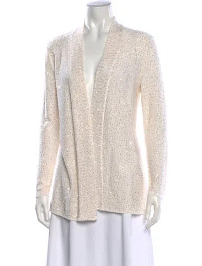 Pre-owned Amina Rubinacci Patterned Open Front Sweater In Neutrals