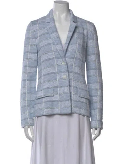 Pre-owned Amina Rubinacci Plaid Print V-neck Sweater In Blue