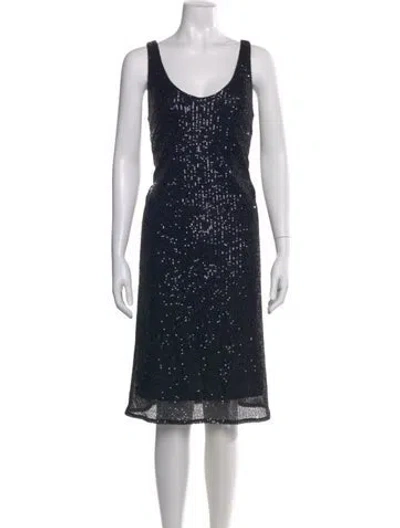 Pre-owned Amina Rubinacci Scoop Neck Knee-length Dress In Black