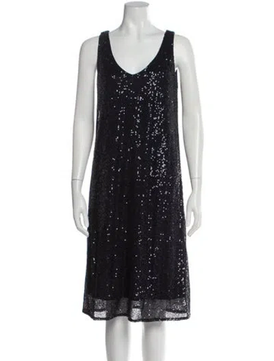 Pre-owned Amina Rubinacci Scoop Neck Knee-length Dress In Blue