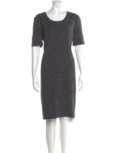 Pre-owned Amina Rubinacci Scoop Neck Knee-length Dress W/ Tags In Gray