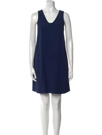 Pre-owned Amina Rubinacci Scoop Neck Mini Dress In Blue