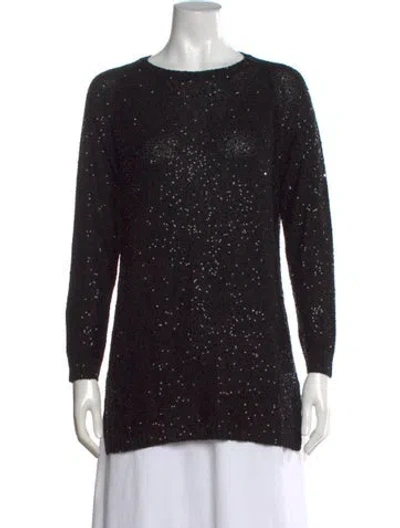 Pre-owned Amina Rubinacci Silk Crew Neck Sweater In Black