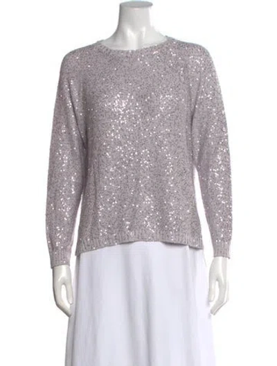 Pre-owned Amina Rubinacci Silk Crew Neck Sweater In Grey