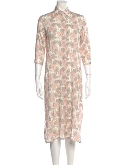 Pre-owned Amina Rubinacci Silk Midi Length Dress In Multi