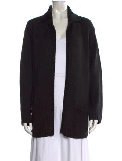 Pre-owned Amina Rubinacci Silk Open Front Sweater In Black