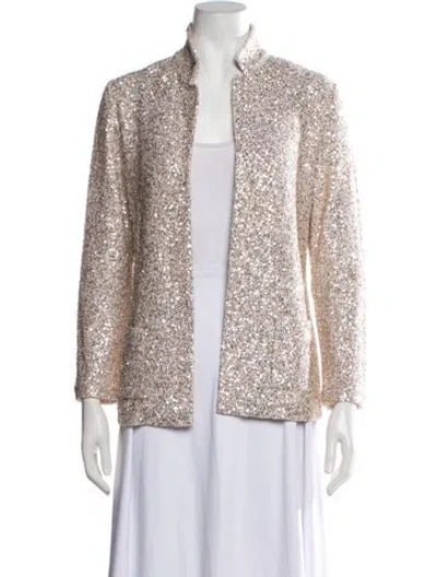Pre-owned Amina Rubinacci Silk Patterned Evening Jacket In Neutrals