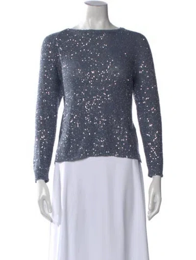 Pre-owned Amina Rubinacci Silk Patterned Sweater In Blue