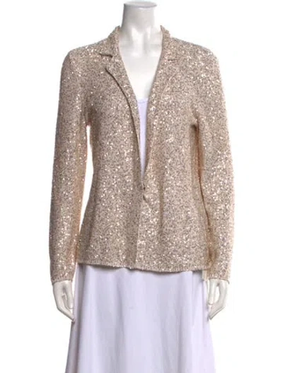 Pre-owned Amina Rubinacci Silk Patterned Sweater In Gold