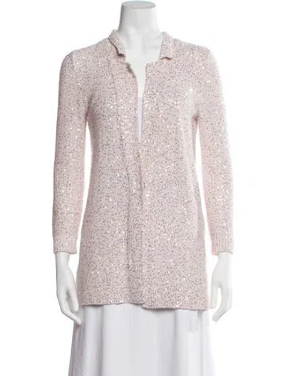 Pre-owned Amina Rubinacci Silk Patterned Sweater In Pink