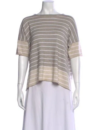 Pre-owned Amina Rubinacci Striped Bateau Neckline Sweater In Neutral