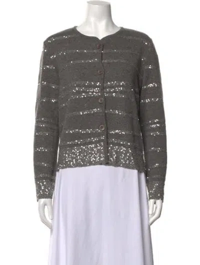 Pre-owned Amina Rubinacci Striped Crew Neck Sweater In Grey
