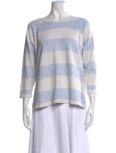 Pre-owned Amina Rubinacci Striped Crew Neck Sweater In White