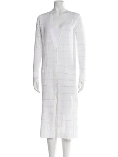 Pre-owned Amina Rubinacci Striped Long Dress In White