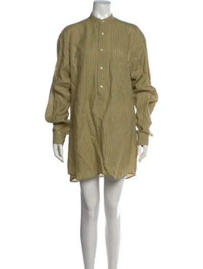 Pre-owned Amina Rubinacci Striped Mini Dress In Green