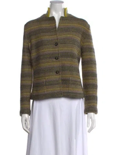 Pre-owned Amina Rubinacci Striped Open Front Sweater In Gray