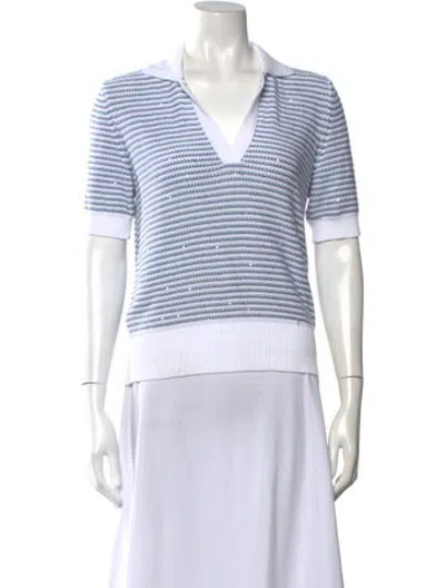 Pre-owned Amina Rubinacci Striped V-neck Sweater In Blue/white