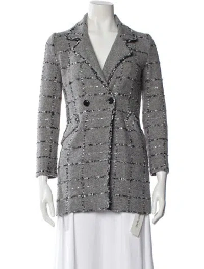 Pre-owned Amina Rubinacci Striped V-neck Sweater In Gray