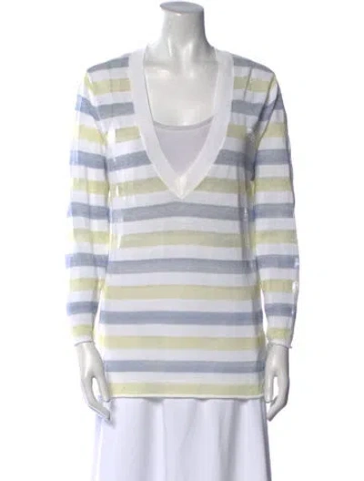 Pre-owned Amina Rubinacci Striped V-neck Sweater In Multi