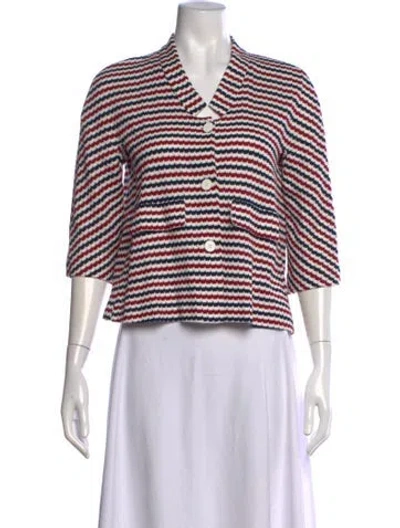 Pre-owned Amina Rubinacci Striped V-neck Sweater In Red