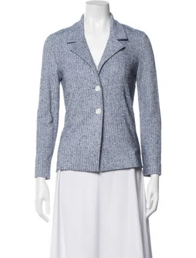 Pre-owned Amina Rubinacci Tweed Pattern Blazer In Blue