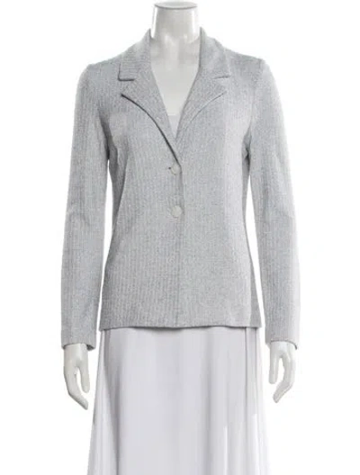 Pre-owned Amina Rubinacci Tweed Pattern Blazer In White