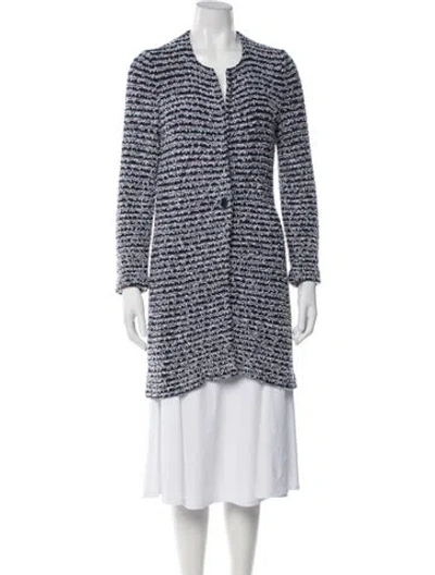 Pre-owned Amina Rubinacci Tweed Pattern Coat In Blue