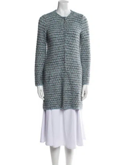 Pre-owned Amina Rubinacci Tweed Pattern Evening Jacket In Blue