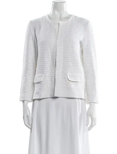 Pre-owned Amina Rubinacci Tweed Pattern Jacket In White
