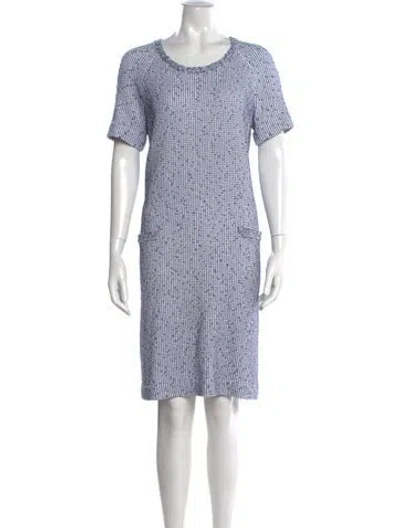 Pre-owned Amina Rubinacci Tweed Pattern Knee-length Dress In Blue
