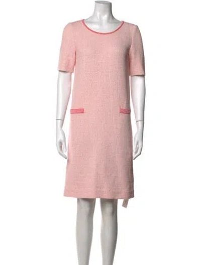 Pre-owned Amina Rubinacci Tweed Pattern Knee-length Dress In Orange