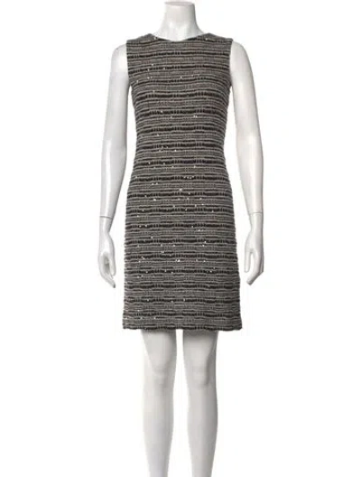 Pre-owned Amina Rubinacci Tweed Pattern Mini Dress In Black