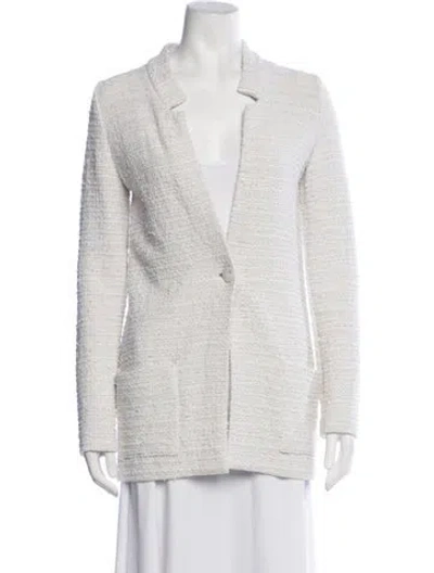 Pre-owned Amina Rubinacci Tweed Pattern Open Front Sweater In Neutrals