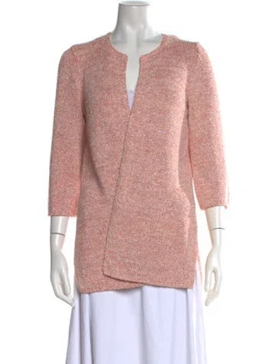 Pre-owned Amina Rubinacci Tweed Pattern Open Front Sweater In Pink